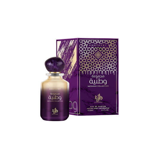 Perfume bottle and packaging with intricate design on a white background