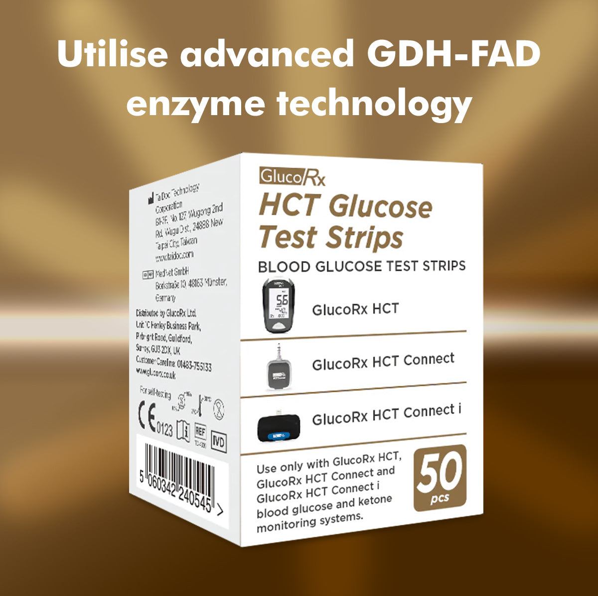 GlucoRx HCT Glucose Test Strip (50)