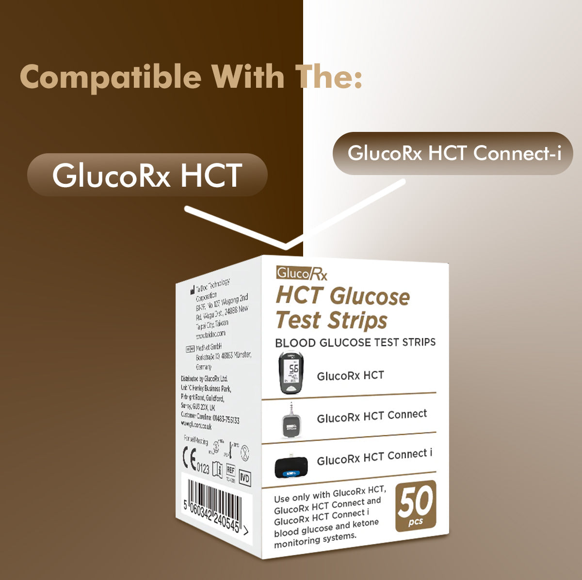GlucoRx HCT Glucose Test Strip (50)