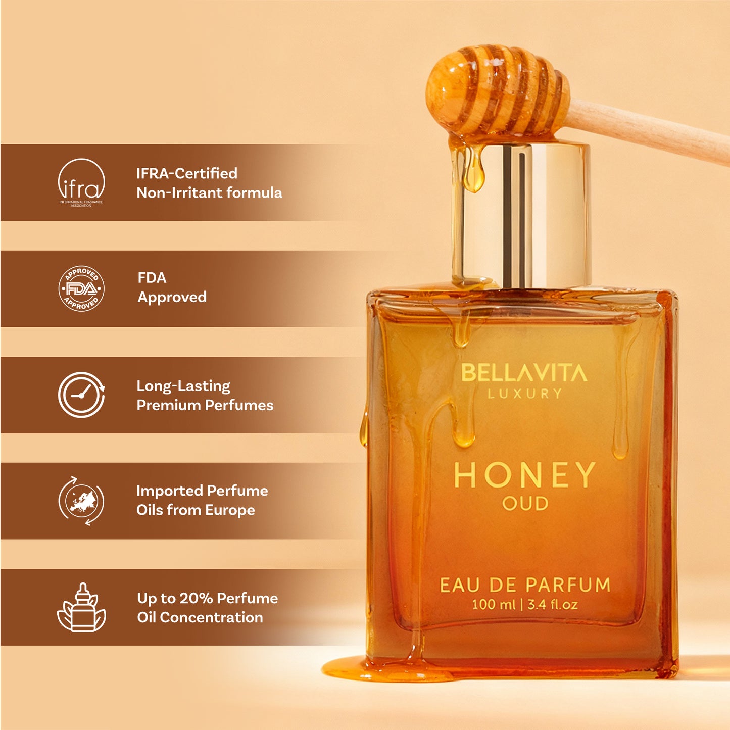 BellaVita Luxury Honey Oud Unisex Eau De Parfum